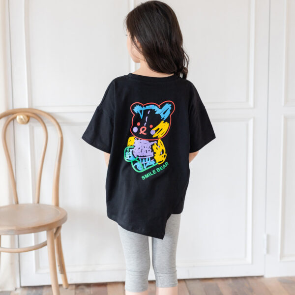 Cartoon Irregular Top Short-sleeved Half-sleeve Big Kids' Trendy Clothes - Image 5