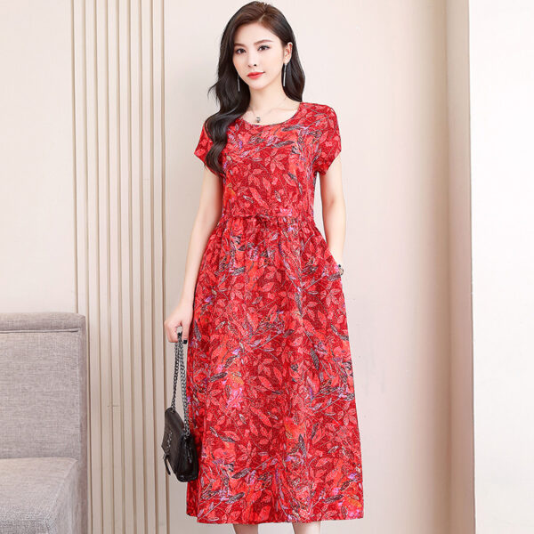 Women's Fashion Casual Cotton Linen Mid-length Dresses - Image 5