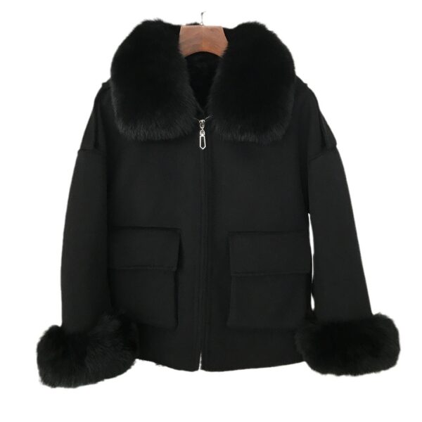 Autumn And Winter Velvet Thickened Short Double-sided Wool Overcoat - Image 5