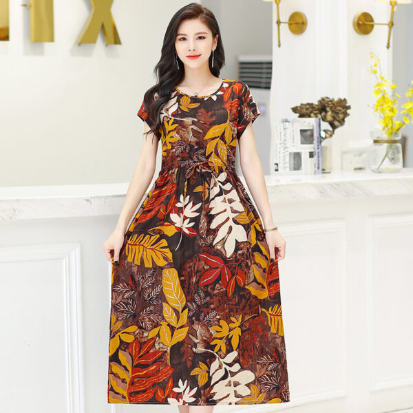 Women's Fashion Casual Cotton Linen Mid-length Dresses - Image 3