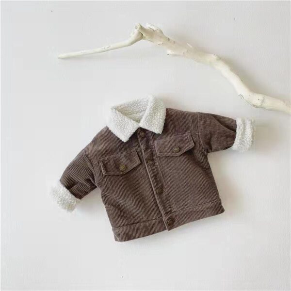 Kids' Overcoat Winter New Korean Style Fleece-lined Thickened Lamb Wool Corduroy Clothes - Image 4