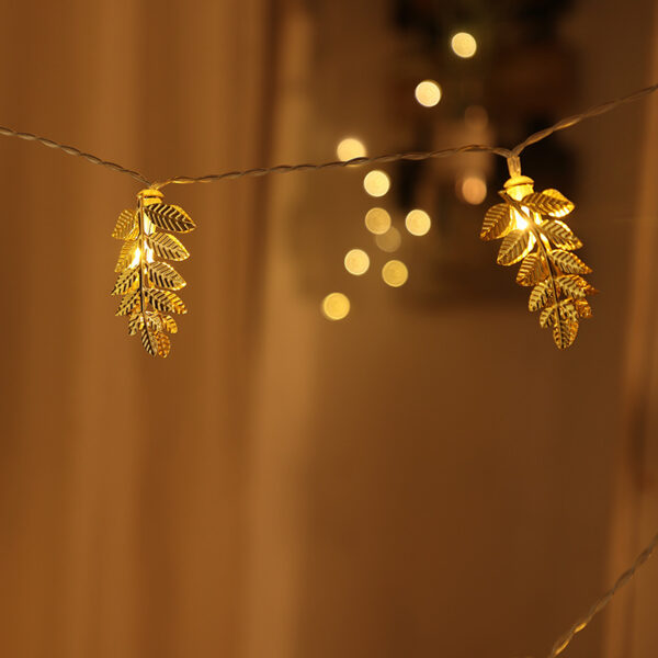 Iron Hollow Golden Leaves Decorative String Lights - Image 4