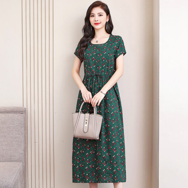 Women's Fashion Casual Cotton Linen Mid-length Dresses - Image 4