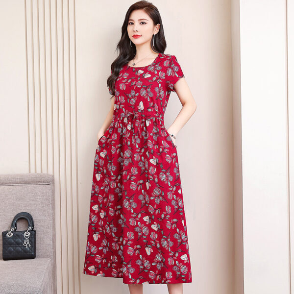 Women's Fashion Casual Cotton Linen Mid-length Dresses - Image 2