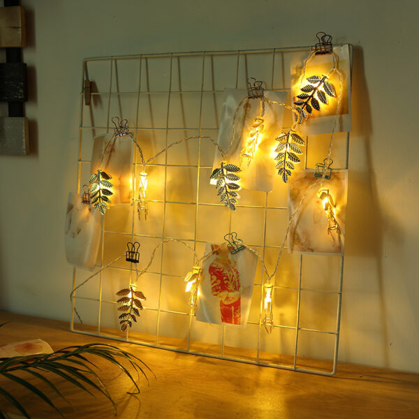 Iron Hollow Golden Leaves Decorative String Lights