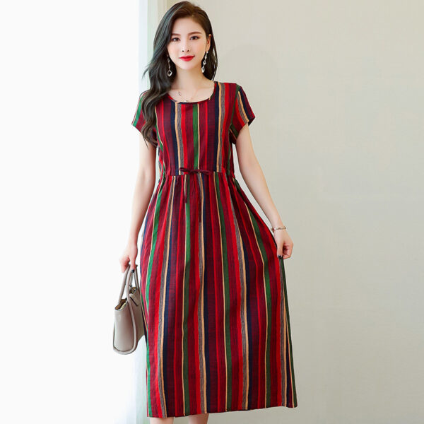 Women's Fashion Casual Cotton Linen Mid-length Dresses - Image 7