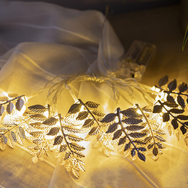 Iron Hollow Golden Leaves Decorative String Lights - Image 5