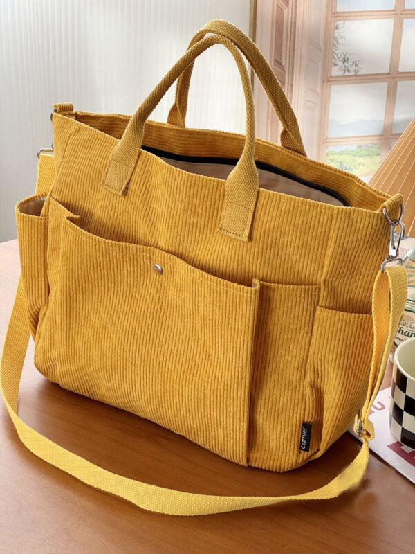 Thick Corduroy Shoulder Bags Simple All-match Commute Totes Student Leisure Artistic Portable Messenger Bag - Image 4