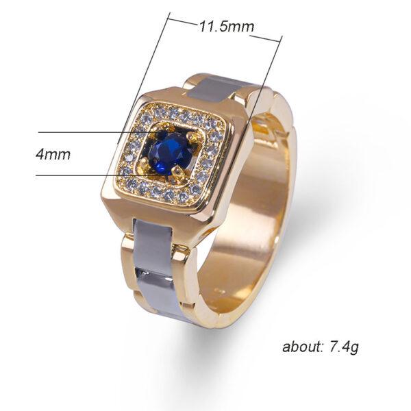 Inlaid Blue Gemstone Ring Luxury Men's Ring - Image 5