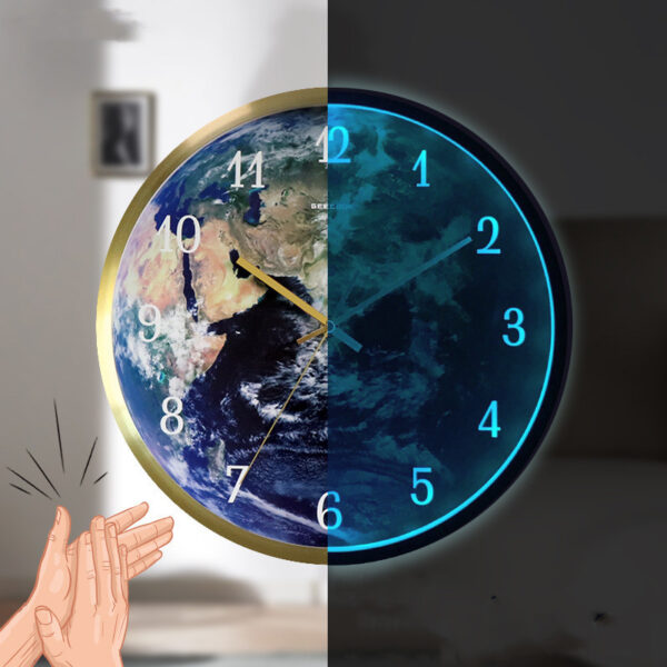 Voice-activated Induction LED Night Light Wall Clock Creative Luminous Wall Clock - Image 2