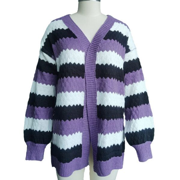 Independent Station Casual Color Matching Knitted Cardigan Sweater Spot - Image 6