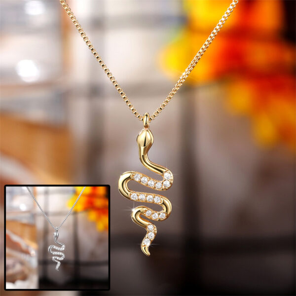 Fashion Lady Snake Pendant Necklace With Dazzling Zirconia Stylish Party Accessories Dainty Gift Animal Jewelry For Women Fashion Jewelry