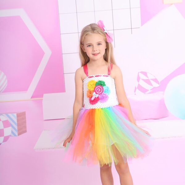 Cute Cartoon Rainbow Color Mesh Princess Dress