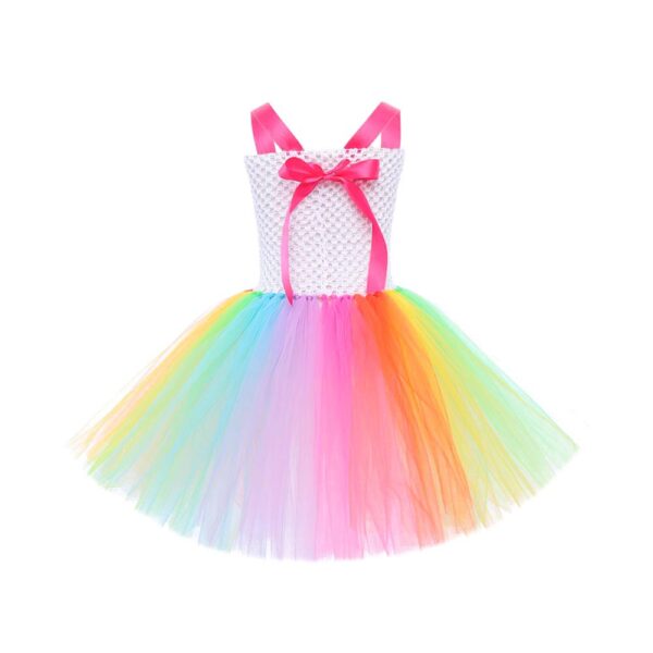 Cute Cartoon Rainbow Color Mesh Princess Dress - Image 2