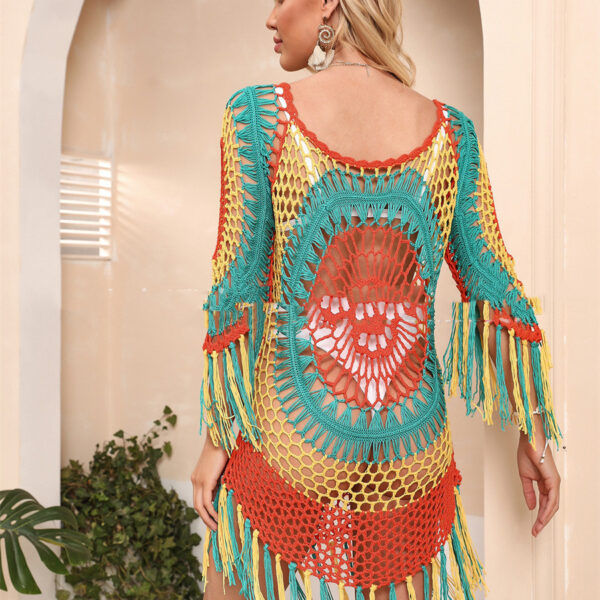 Women's Fashion Handmade Crocheted Long Sleeve Beach Cover-up - Image 2